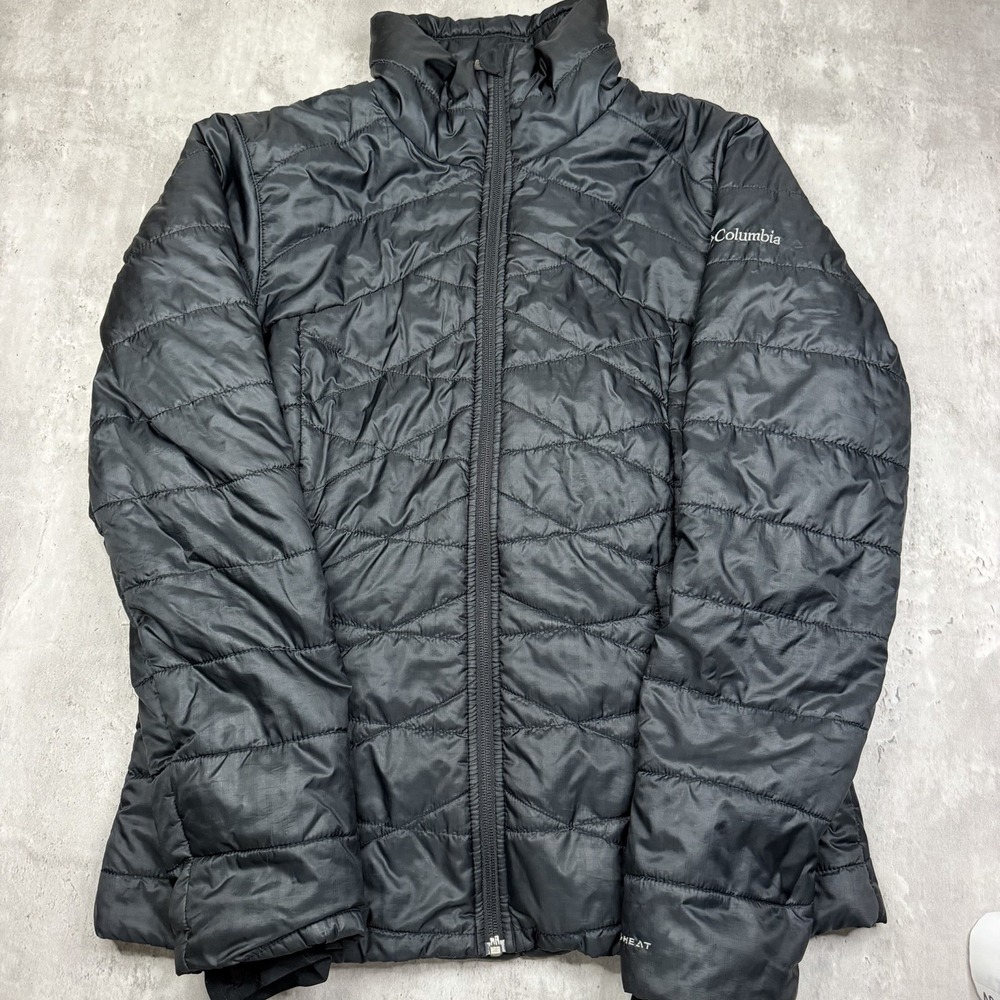 Columbia Omni-Heat Quilted Puffer Jacket Black Full Zip  Women's M Omni-Shield